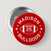 Red and White Football Player Jersey Nummer Button (Vorne & Hinten)