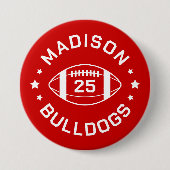 Red and White Football Player Jersey Nummer Button (Vorderseite)