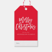 Red and White Frohe Weihnachtsskripttage Geschenkanhänger (Vorderseite)