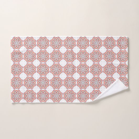 Red and white geometric patterned badhandtuch set (Handtuch)