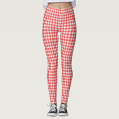 Red and White Gingham Check Leggings (Vorderseite)