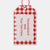 Red and White Gingham Checked | PERSONALISIERT Geschenkanhänger (Vorderseite)