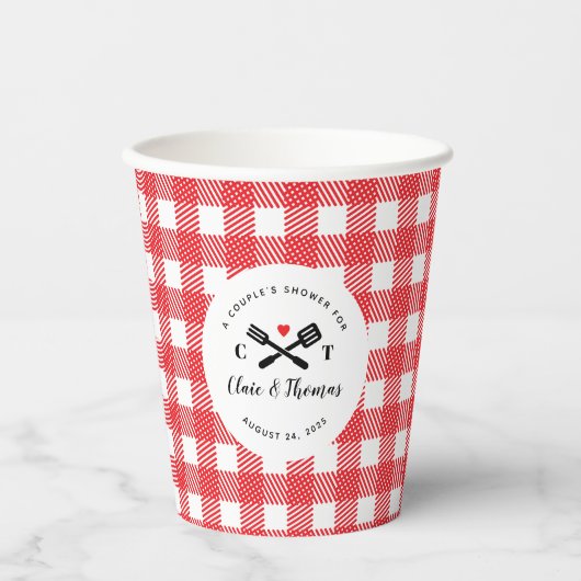 Red and White Gingham I Do GRILLEN Couple's Shower Pappbecher (Vorderseite)