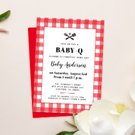 Red and White Gingham Kariert GRILLEN Baby Shower Einladung