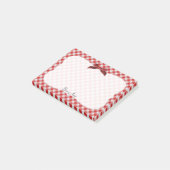 Red and White Gingham Karo Pattern Personalisiert Post-it Klebezettel (angewinkelt)