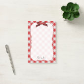 Red and White Gingham Karo Pattern Personalisiert Post-it Klebezettel (Büro)