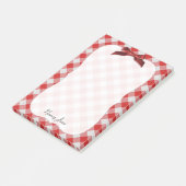Red and White Gingham Karo Pattern Personalisiert Post-it Klebezettel (angewinkelt)