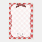 Red and White Gingham Karo Pattern Personalisiert Post-it Klebezettel (Vorderseite)