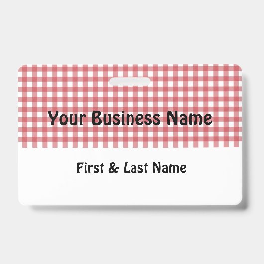 Red and White Gingham Name Badge Ausweis (Vorderseite)
