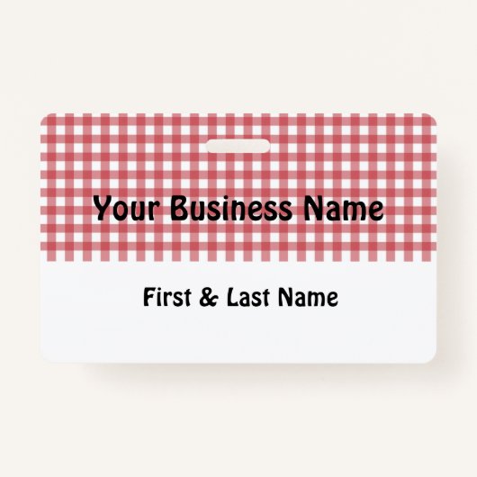 Red and White Gingham Name Badge Ausweis (Vorderseite)