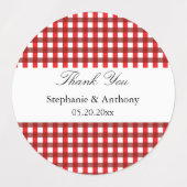 Red and White Gingham Pattern Barbeque Vielen Dank Etiketten (Design 1)