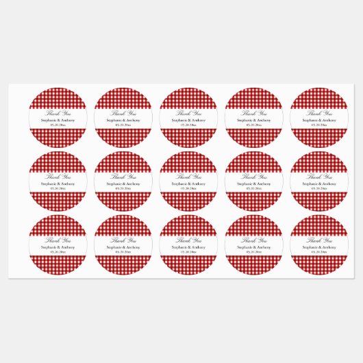 Red and White Gingham Pattern Barbeque Vielen Dank Etiketten (Blatt)