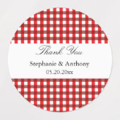 Red and White Gingham Pattern Barbeque Vielen Dank Etiketten (Design 2)