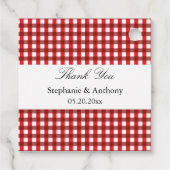 Red and White Gingham Pattern Barbeque Vielen Dank Geschenkanhänger (Rückseite)