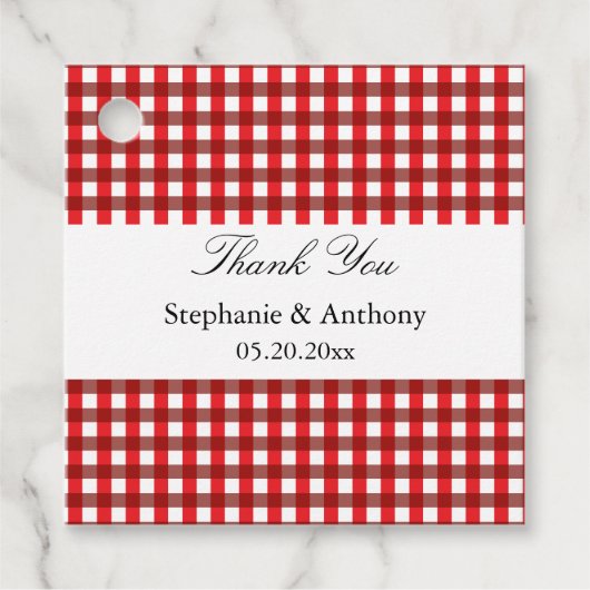 Red and White Gingham Pattern Barbeque Vielen Dank Geschenkanhänger (Vorderseite)