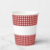 Red and White Gingham Pattern Barbeque Weddingb Pappbecher (Rückseite)