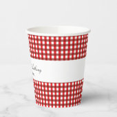Red and White Gingham Pattern Barbeque Weddingb Pappbecher (Links)