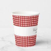 Red and White Gingham Pattern Barbeque Weddingb Pappbecher (Rechts)