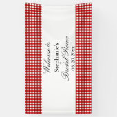 Red and White Gingham Pattern Bridal Picnic Banner (Vertikal)