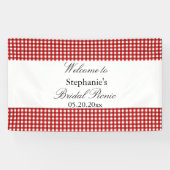 Red and White Gingham Pattern Bridal Picnic Banner (Horizontal)