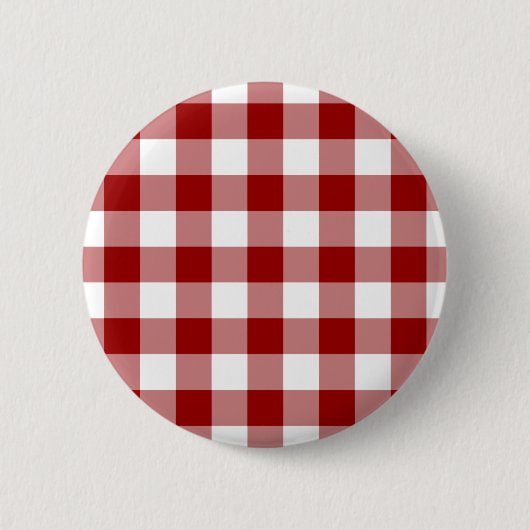 Red and White Gingham Pattern Button (Vorderseite)