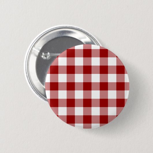 Red and White Gingham Pattern Button (Vorne & Hinten)