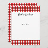 Red and White Gingham Pattern Einladung (Vorne/Hinten)