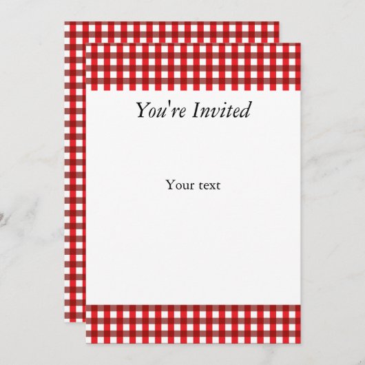 Red and White Gingham Pattern Einladung (Vorne/Hinten)