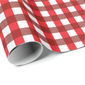 Red and White Gingham Pattern Geschenkpapier (Rolleneckpunkt)