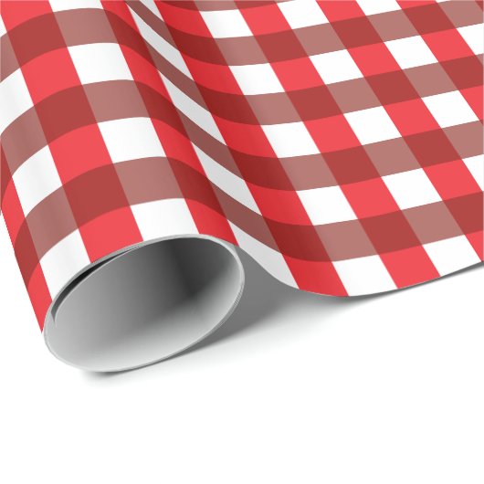 Red and White Gingham Pattern Geschenkpapier (Rolleneckpunkt)