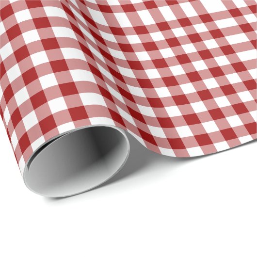 Red and White Gingham Pattern Geschenkpapier (Rolleneckpunkt)