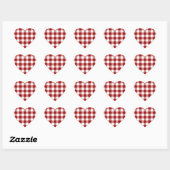 Red and White Gingham Pattern Herz-Aufkleber (Blatt)