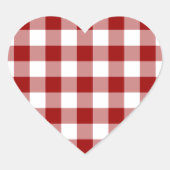 Red and White Gingham Pattern Herz-Aufkleber (Vorderseite)