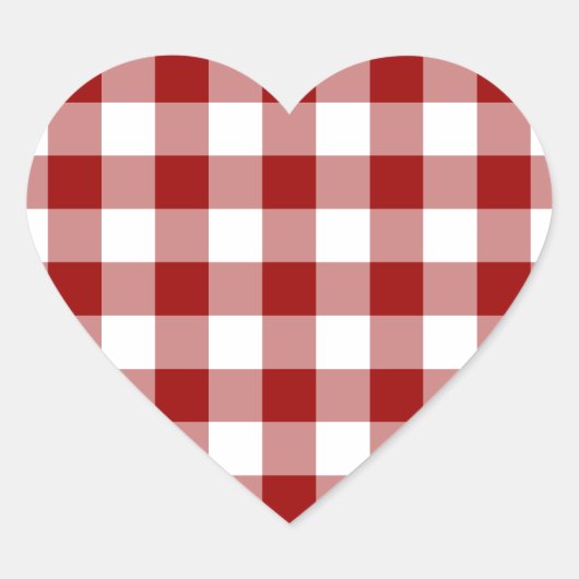 Red and White Gingham Pattern Herz-Aufkleber (Vorderseite)