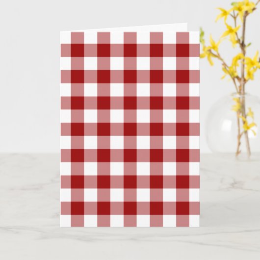 Red and White Gingham Pattern Karte (Gelbe Blume)