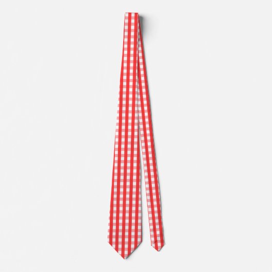 Red and White Gingham Pattern Krawatte (Vorderseite)