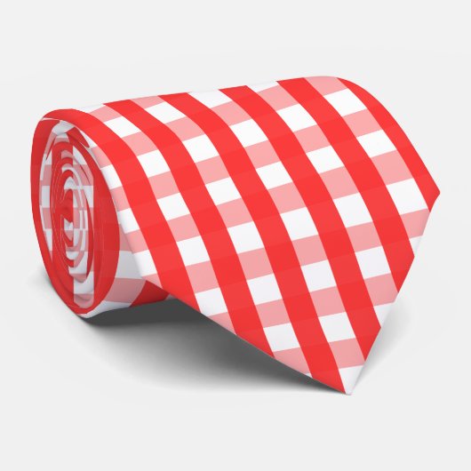 Red and White Gingham Pattern Krawatte (Gerollt)
