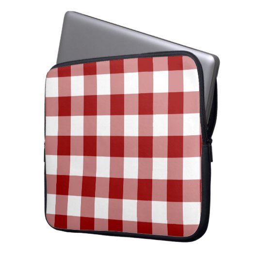 Red and White Gingham Pattern Laptopschutzhülle (Vorderseite Links)