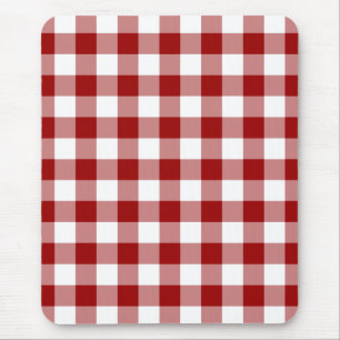 Red and White Gingham Pattern Mousepad