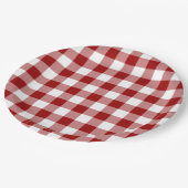 Red and White Gingham Pattern Pappteller (Schrägansicht)