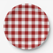 Red and White Gingham Pattern Pappteller (Vorderseite)