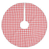 Red and White Gingham Pattern Polyester Weihnachtsbaumdecke (Vorderseite)