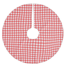 Red and White Gingham Pattern Polyester Weihnachtsbaumdecke