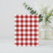 Red and White Gingham Pattern Postkarte (Stehend Vorderseite)
