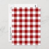 Red and White Gingham Pattern Postkarte (Vorne/Hinten)