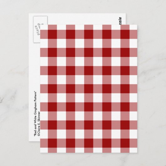 Red and White Gingham Pattern Postkarte (Vorne/Hinten)