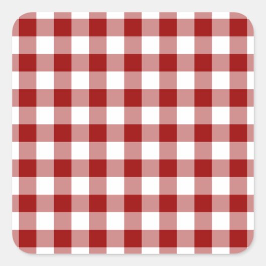 Red and White Gingham Pattern Quadratischer Aufkleber (Vorderseite)