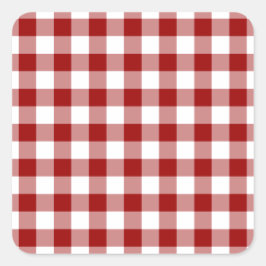 Red and White Gingham Pattern Quadratischer Aufkleber