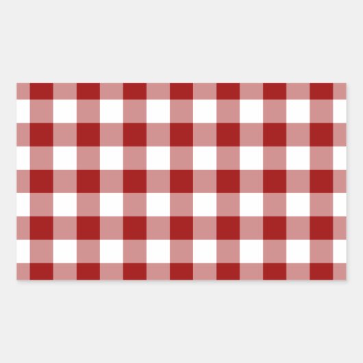 Red and White Gingham Pattern Rechteckiger Aufkleber (Vorderseite)