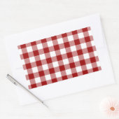 Red and White Gingham Pattern Rechteckiger Aufkleber (Umschlag)